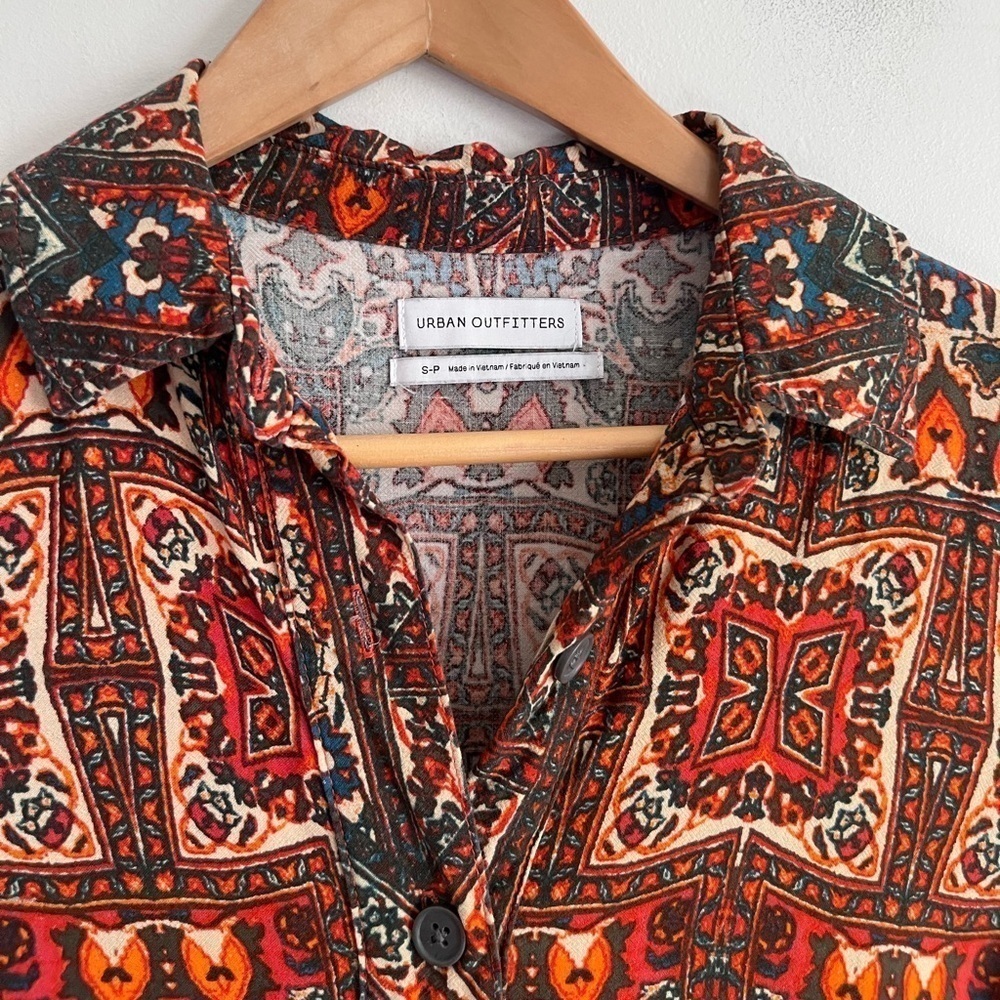 Urban Outfitters Wismer Printed Bohemian Mini Shirt Dress - Picture 7 of 8